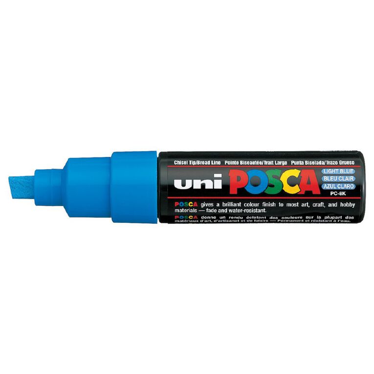 Uni Posca Marker 8.0mm Chisel Blue Light, , hi-res