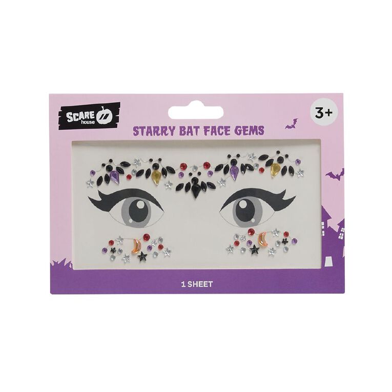 Scarehouse Starry Bat Face Gems Multi-Coloured, , hi-res