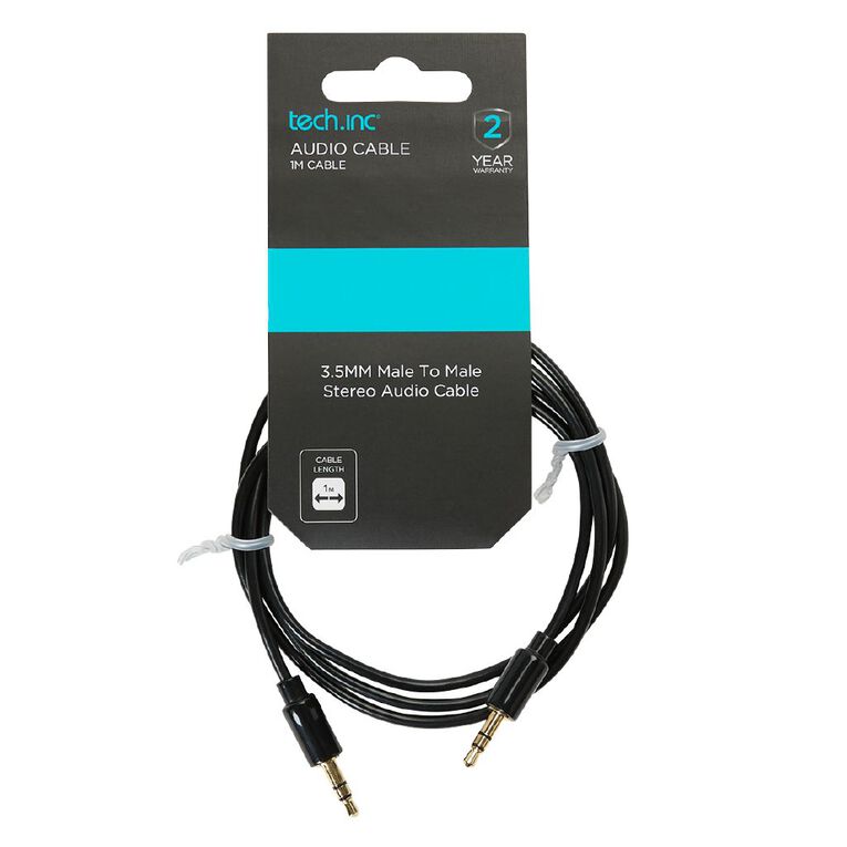 Tech.Inc 3.5mm Aux Cable 1m Black, , hi-res