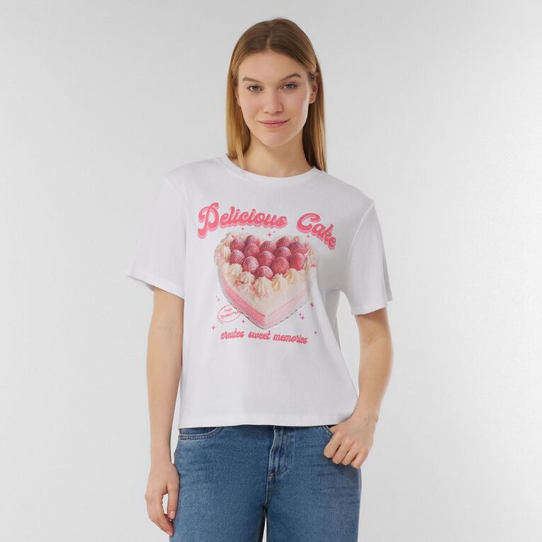 H&H Women's Graphic Sleep Tee, White, hi-res