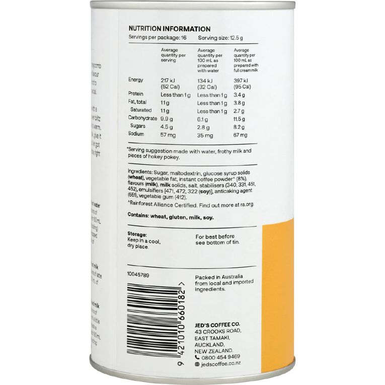 Jed's Cafe Your Way Hokey Pokey Latte 200g, , hi-res