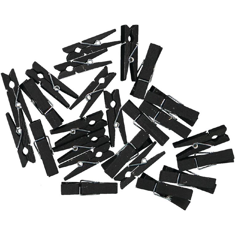 Uniti Wooden Pegs Black 24 Pack, , hi-res