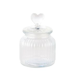 Living & Co Heart Lid Glass Jar Clear 650ml