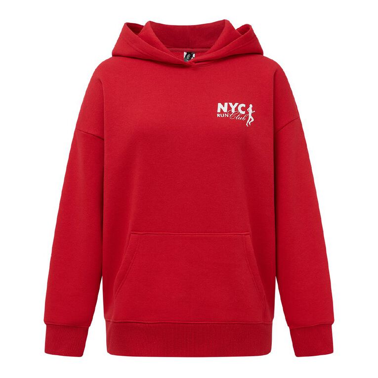 H&H Women's Long Sleeve Cordless Graphic Hood, Red Mid, hi-res