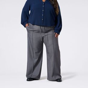 H&H Curve Women's Pintuck Wide Leg Suit Pants