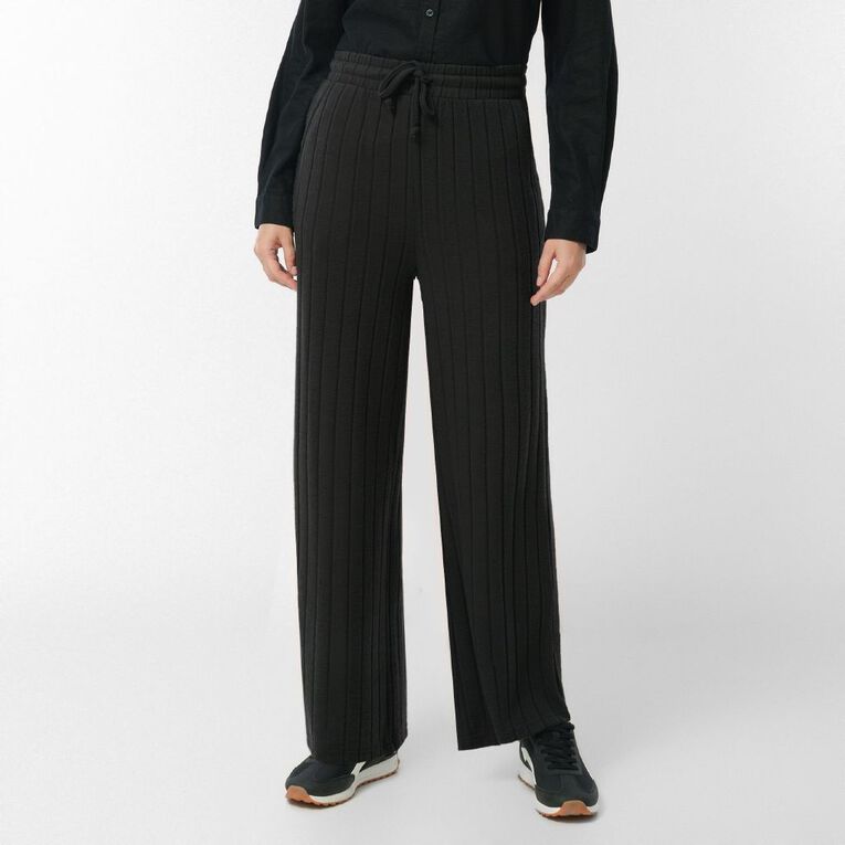H&H Women's Wide Leg Ribbed Pants, Grey Dark, hi-res