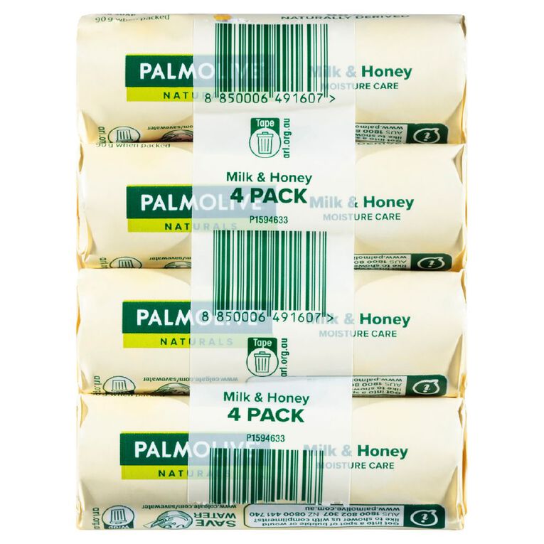 Palmolive Naturals Milk & Honey Replenishing Bar Soap 90gm 4 Pack, , hi-res