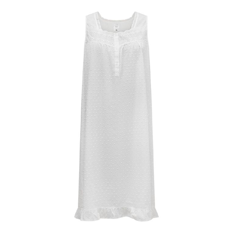 H&H Women's Dobby Nightie, White, hi-res