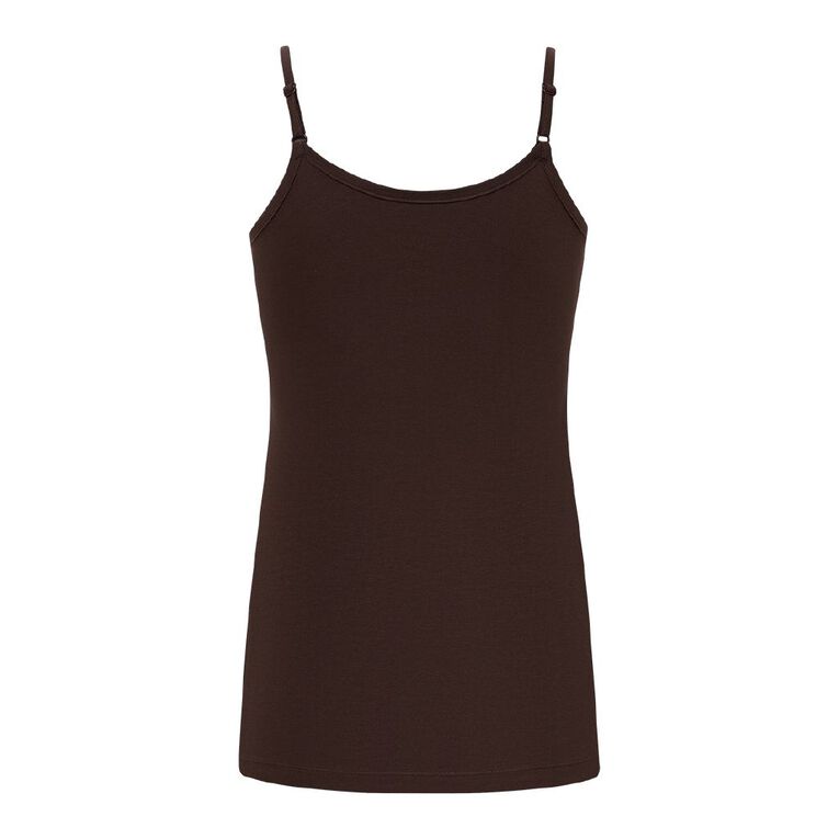 H&H Women's Stretch Fit Shelf Bra Singlet, Brown Dark, hi-res