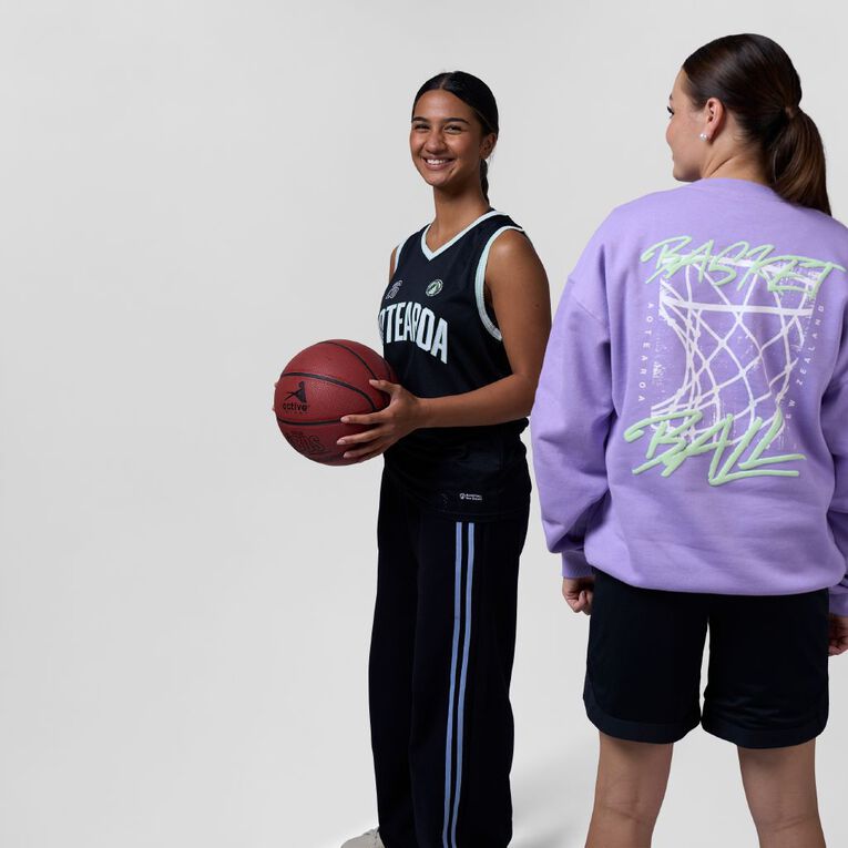 Basketball NZ Crew Sweatshirt, Purple Mid, hi-res