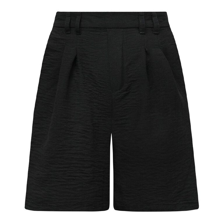 H&H Women's Mid Thigh Pleat Front Shorts, Black, hi-res