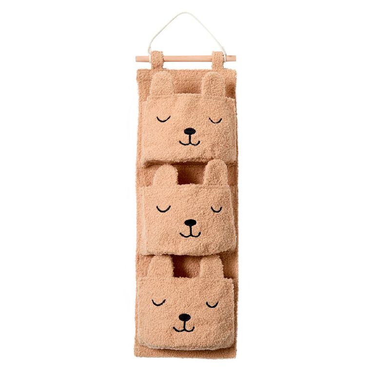 Living & Co Kids Boucle Bear Hanging Storage Brown Mid, , hi-res