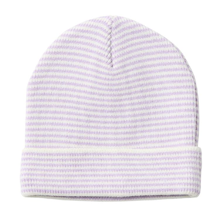Young Original Infants' Stripe Rib Beanie, Purple Light, hi-res