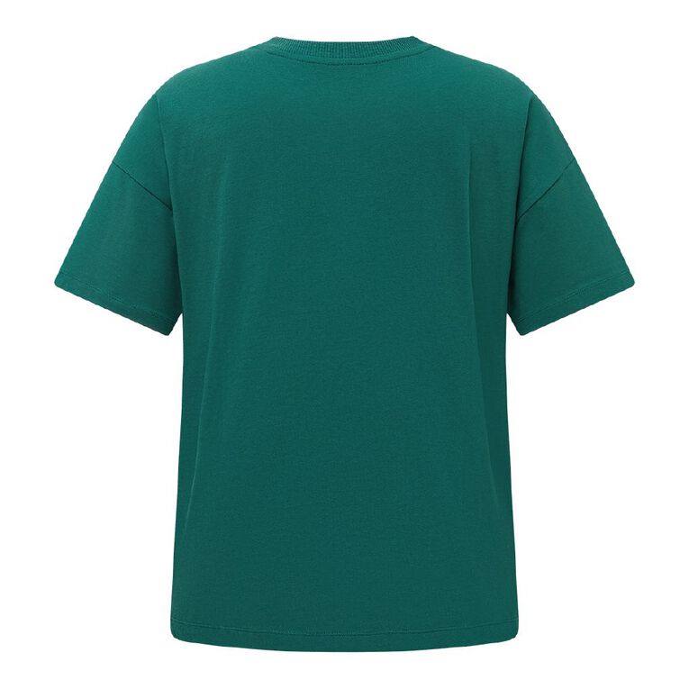 H&H Women's Short Sleeve Boyfriend Graphic Tee, Green Mid, hi-res