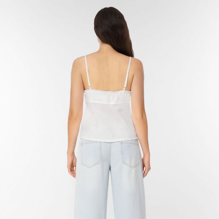 H&H Women's Cotton Babydoll Cami, White, hi-res