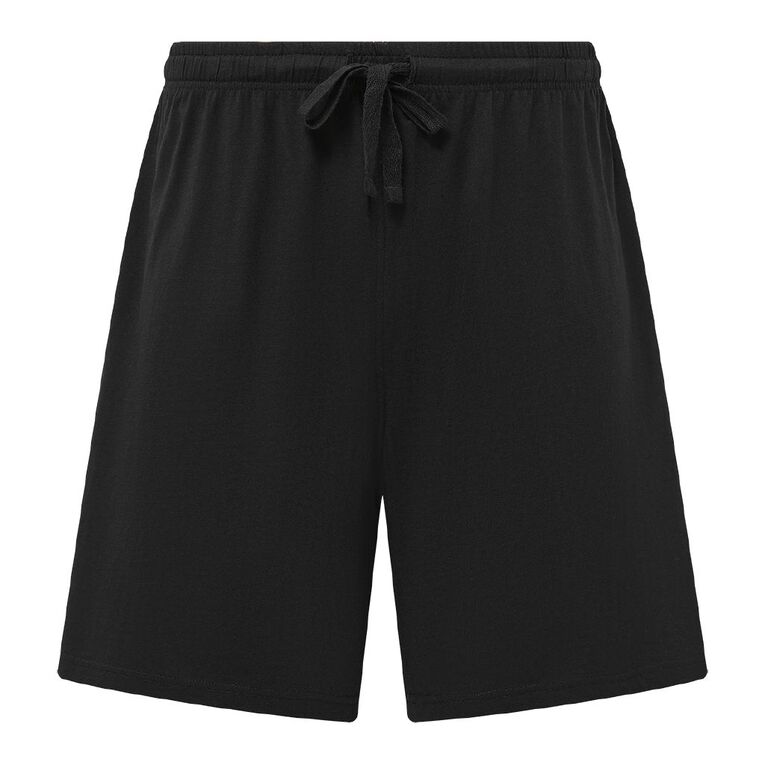 H&H Men's Knit Pyjama Shorts, Black, hi-res