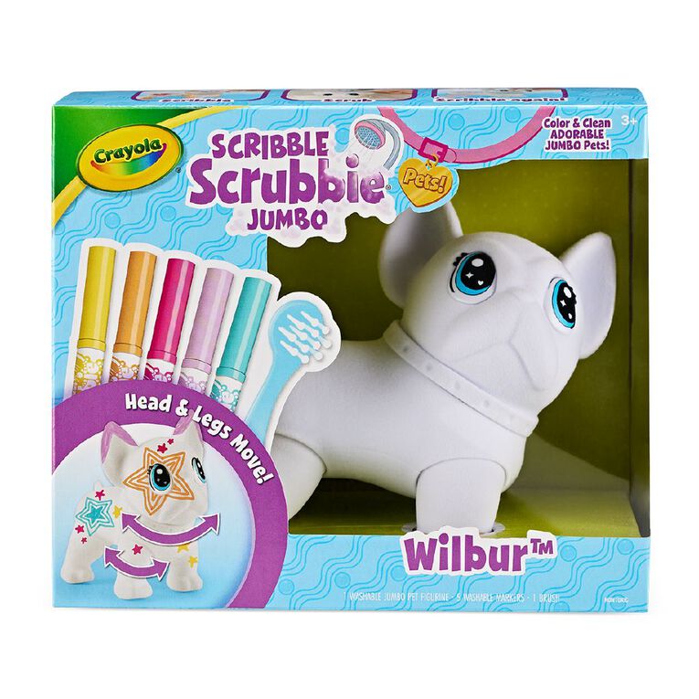 Crayola Scribble Scrubbie Poseable Jumbo Pet - Wilbur, , hi-res
