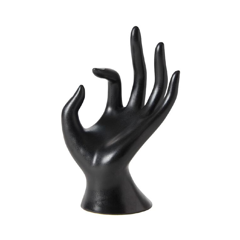Living & Co Decorative Hand Ring Holder Black, , hi-res