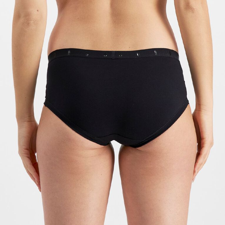B FOR BONDS Women's Midi Briefs 2 Pack, Black, hi-res