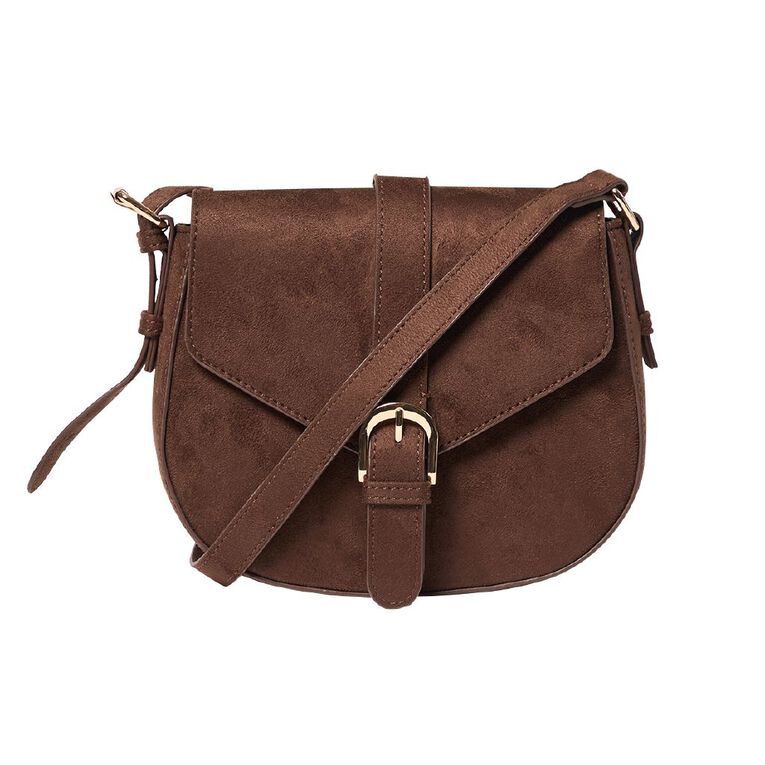 H&H Women's Faux Suede Saddle Bag, Brown Light, hi-res