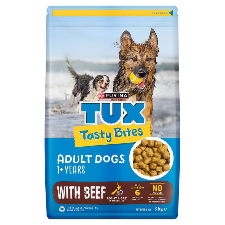 TUX Tasty Bites Beef Dry Dog Food 3kg, , hi-res