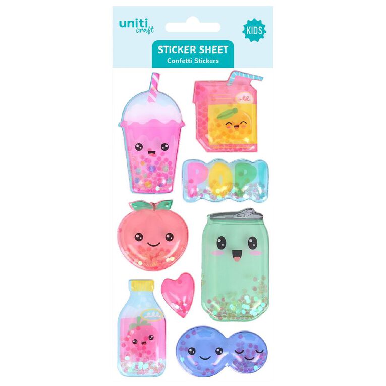Uniti Craft Kids Confetti Sticker Sheet Soda Pop, , hi-res