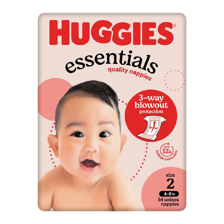 Huggies Essential Nappy Size 2 4-8kg 54 Pack, , hi-res