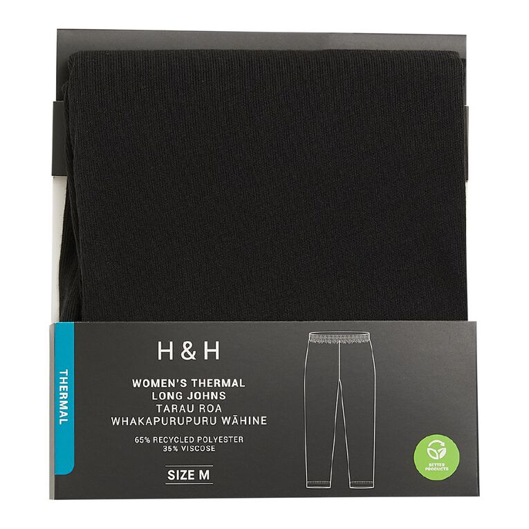 H&H Women's Thermal Long Johns, Black, hi-res