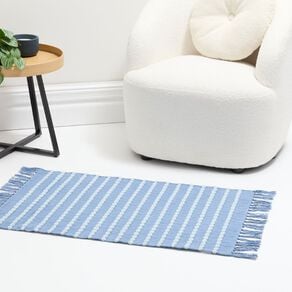 Living & Co Cotton Woven Rug Blue 60cm x 90cm