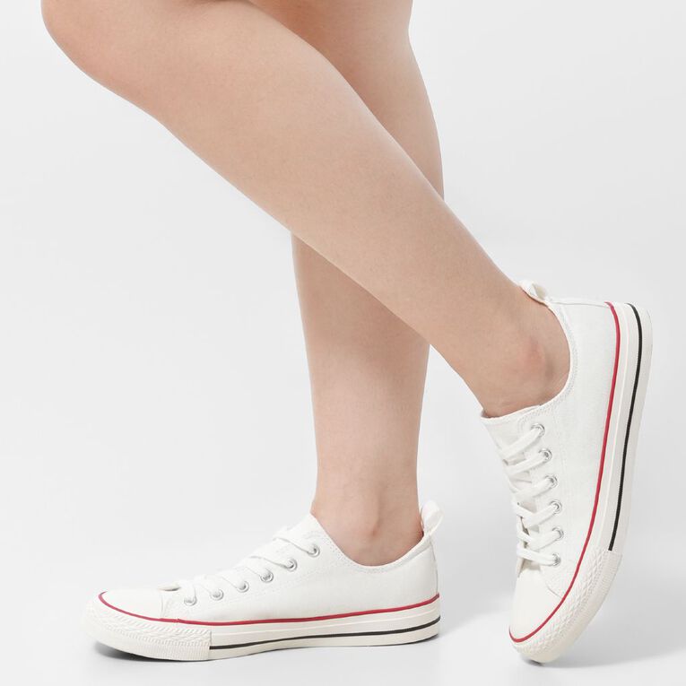 H&H Women's Jen Canvas Low Top Sneakers, White, hi-res