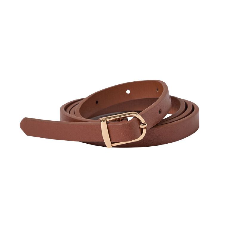 H&H Women's 2 Pack Skinny Belts, Black, hi-res