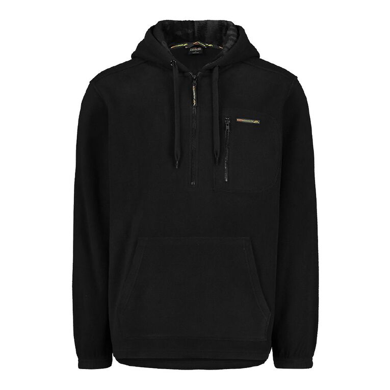 Back Country Solid Fleece Hooded Sweatshirt, Black/Green, hi-res