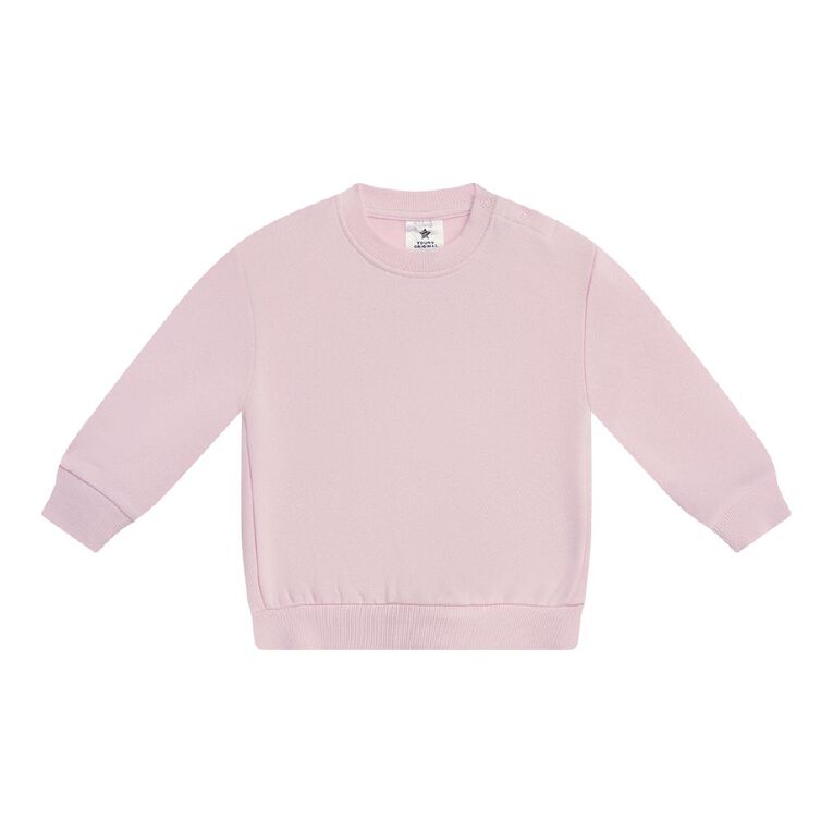Young Original Babies' Plain Crew Sweatshirt, Pink Light, hi-res