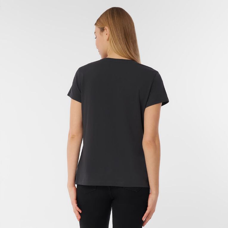 H&H Women's Short Sleeve Crew Neck Cotton Tee, Grey Dark, hi-res