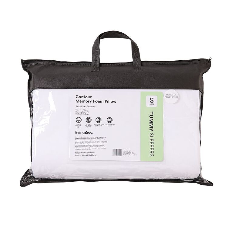 Living & Co Contour Memory Foam Pillow White 60cm x 40cm, , hi-res