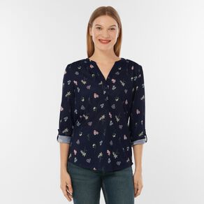 H&H Women's 3/4 Sleeve Amber Rixon Henley Top