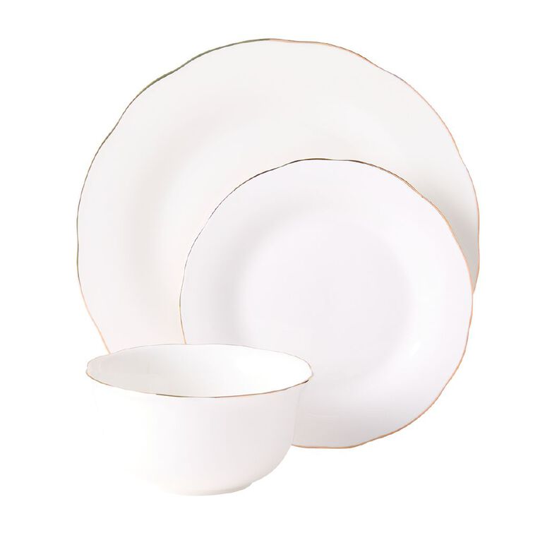Living & Co Glamour Gold Rimmed Soft Scallop Bowl Ivory, , hi-res