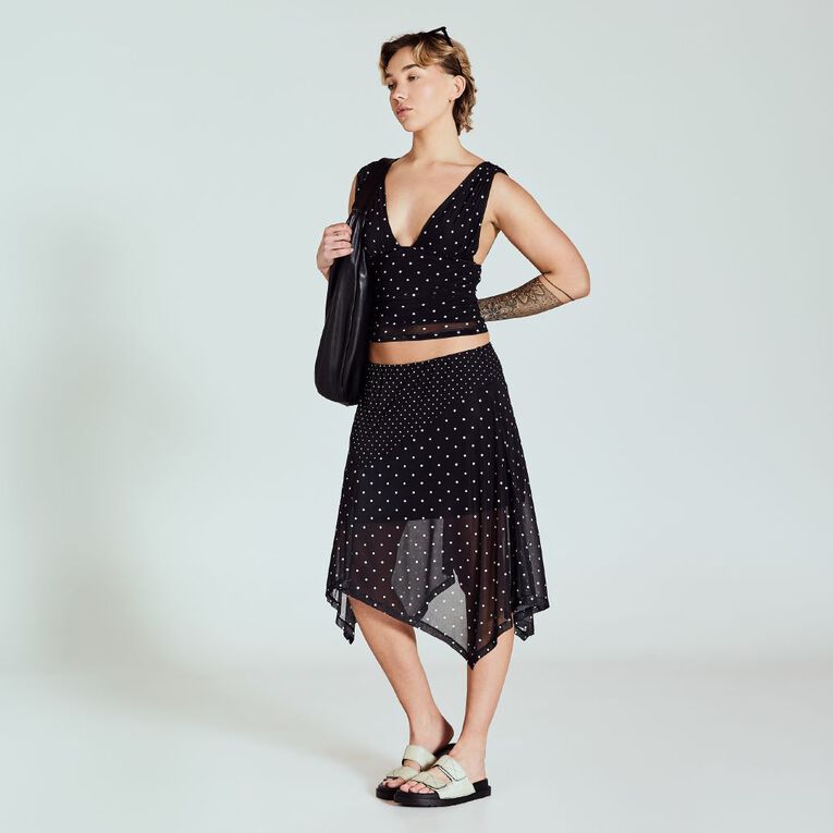 BRDRLESS Talia Assymmetrical Skirt, Black/White, hi-res