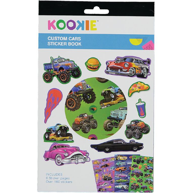Kookie Sticker Book 6 Page Custom Cars Multi-Coloured, , hi-res