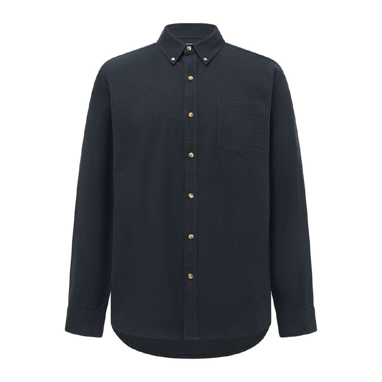 H&H Men's Long Sleeve Oxford Shirt, Black, hi-res