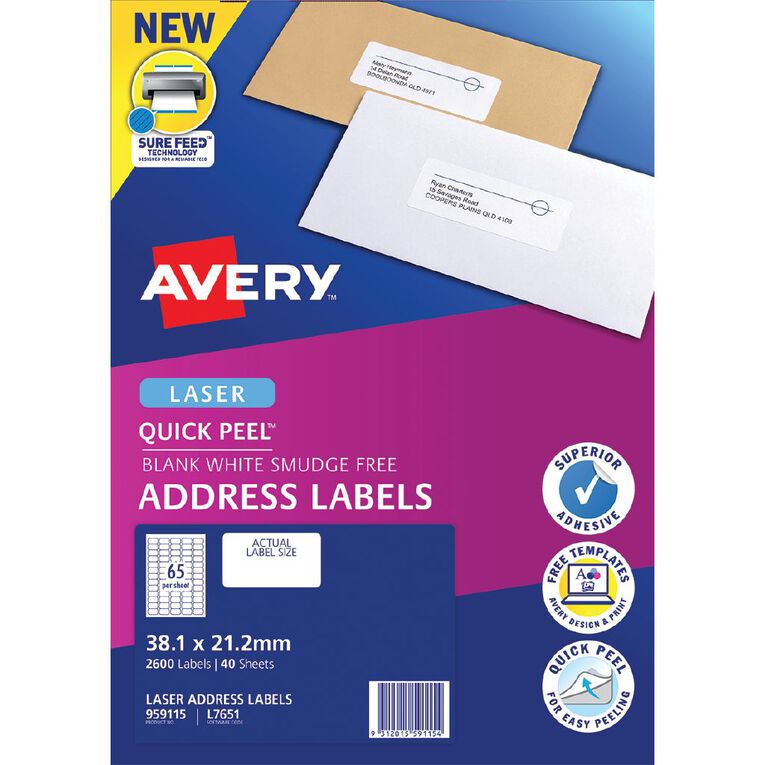 Avery Quick Peel 2600 Address Labels White, , hi-res