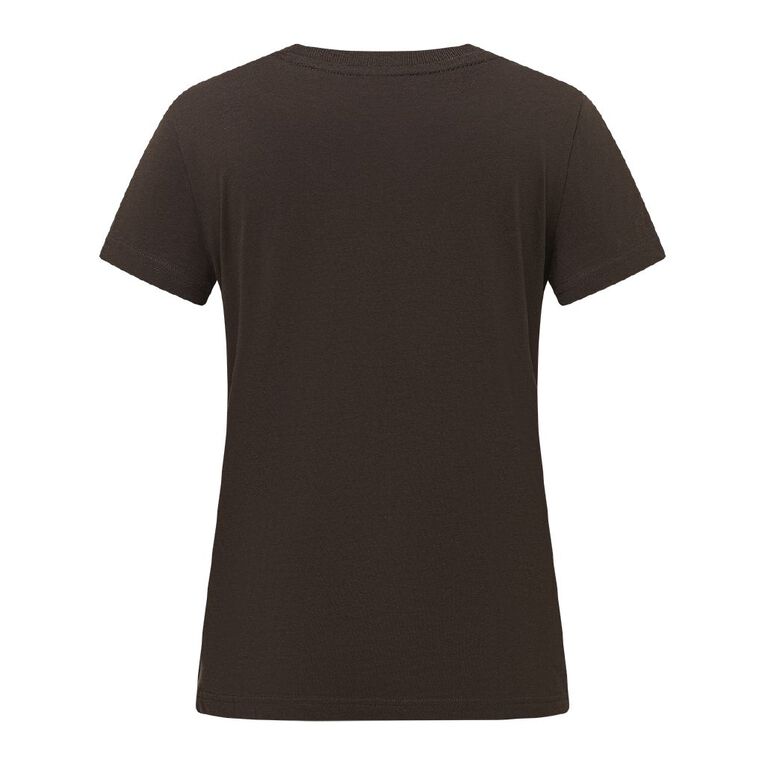 H&H Women's Short Sleeve V-Neck Tee, Brown Dark, hi-res