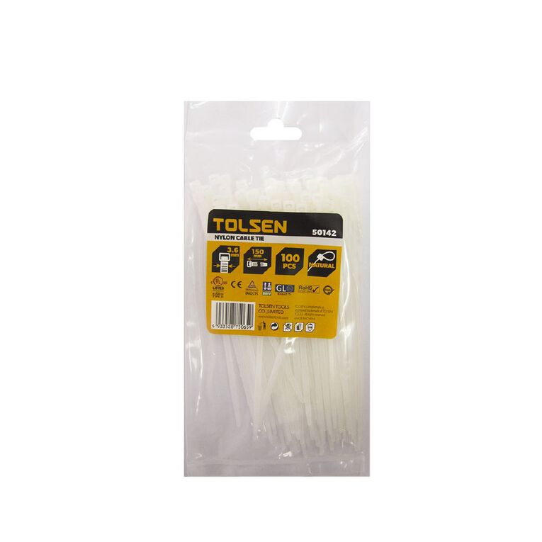 Tolsen Cable Tie 150mm x 3.6mm 100 Pack, , hi-res