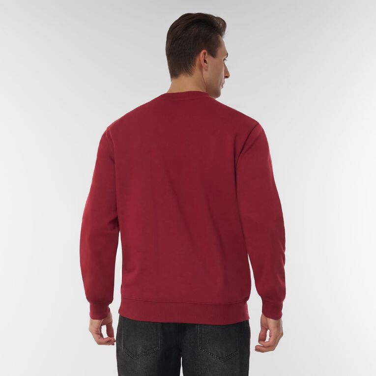 H&H Men's Plain Crew Sweatshirt, Red Dark, hi-res