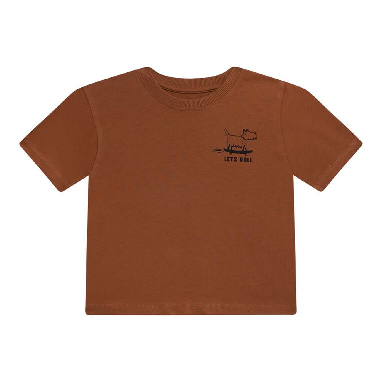 Young Original Preschool Short Sleeve Printed Tee, Brown Dark, hi-res