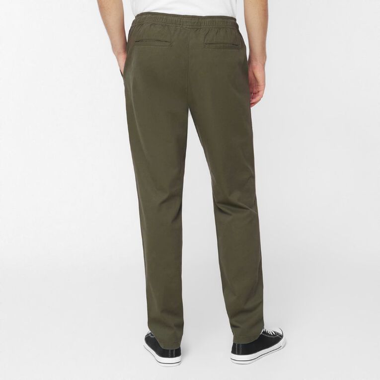 H&H Men's Elastic Waist Tapered Pants, Green Dark, hi-res