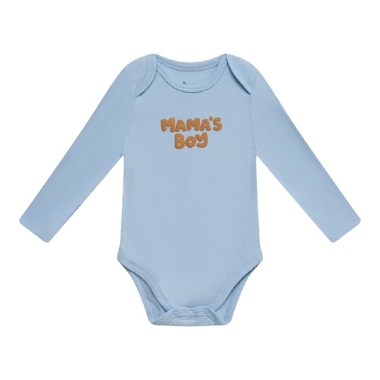 Young Original Babies' Long Sleeve Printed Bodysuit, Blue Light, hi-res