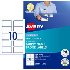 Avery Fabric Name Badge 150 Laser Labels