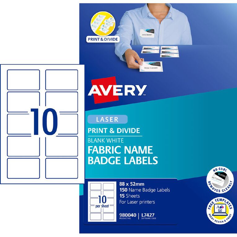 Avery Fabric Name Badge 150 Laser Labels, , hi-res