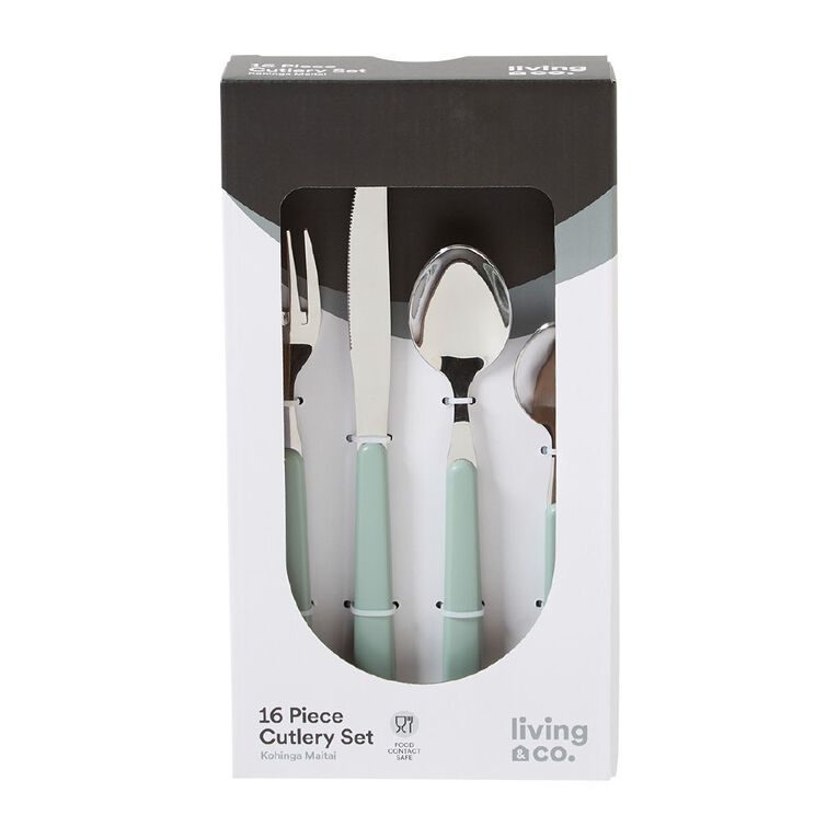 Living & Co Cutlery Set Sage Sage 16 Piece, , hi-res